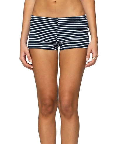 Edikted Women's Reagan Striped Ribbed Micro Shorts