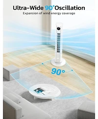 Cowsar Tower Fan for Bedroom, 90° Oscillating Fan with 12H Timer, 37”Standing Fans with Remote, Bladeless Fan with 4 Modes & 3 Speeds