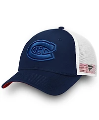 Fanatics Women's Montreal Canadiens Navy/White Iconic Lockup Adjustable Trucker Hat