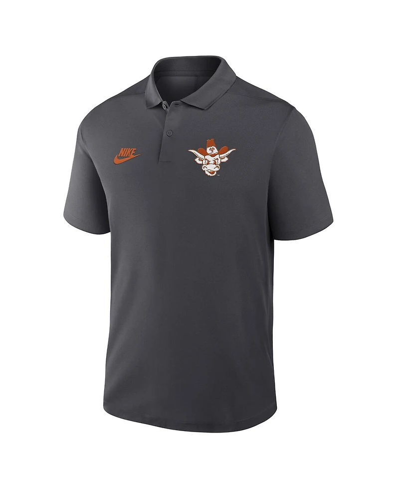 Nike Men's Anthracite Texas Longhorns Primetime Victory Legacy Vault Logo Performance Polo Shirt