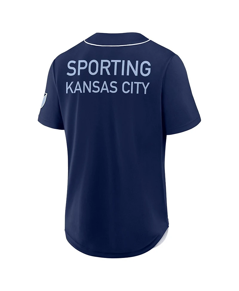 Fanatics Men's Navy Sporting Kansas City Injury Time Baseball Jersey