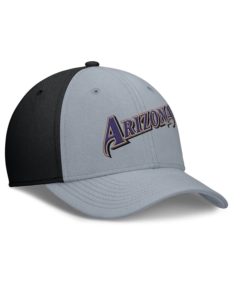 Nike Men's Gray/Black Arizona Diamondbacks Rise Swoosh Performance Flex Hat