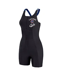 Wear by Erin Andrews Women's Black Chicago Cubs Bodycon Quarter-Zip Romper