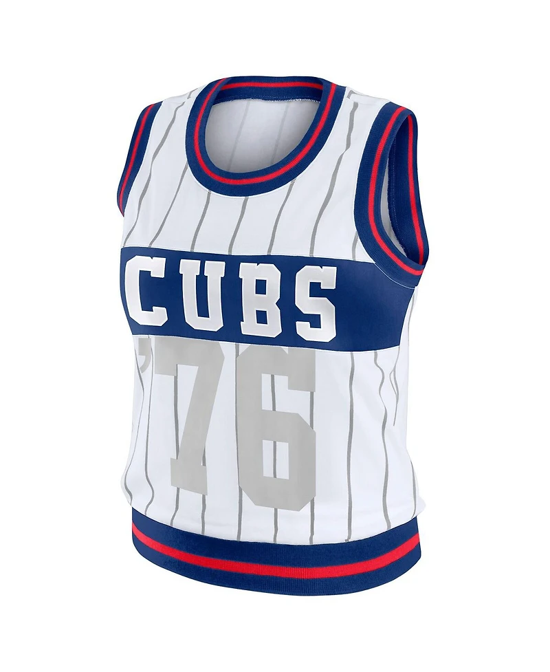 Wear by Erin Andrews Women's White Chicago Cubs Sporty Tank Top