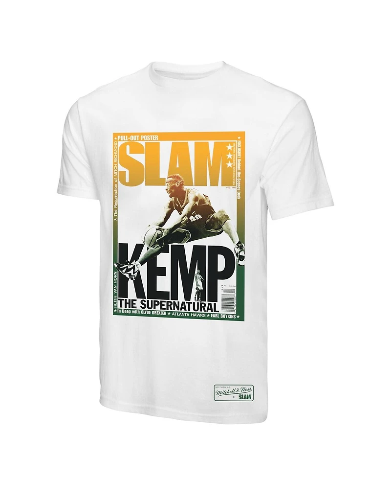 Mitchell & Ness Men's Shawn Kemp White Seattle Supersonics Slam Gradient T-Shirt