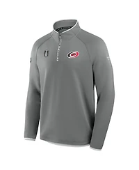 Fanatics Men's Gray Carolina Hurricanes 2025 Stanley Cup Playoffs Authentic Pro Fleece Quarter-Zip Pullover Sweatshirt