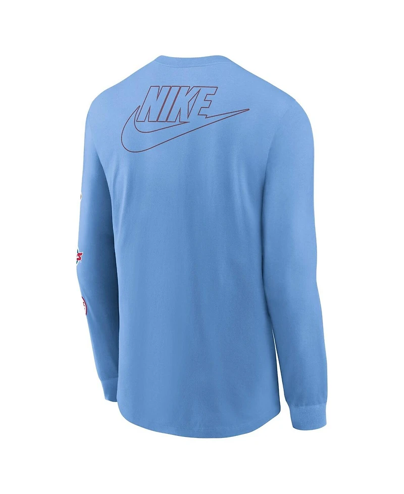 Nike Men's Light Blue Philadelphia Phillies Cooperstown Collection Knockout Long Sleeve T-Shirt