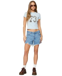 Edikted Women's Cale Distressed Low Rise Denim Shorts