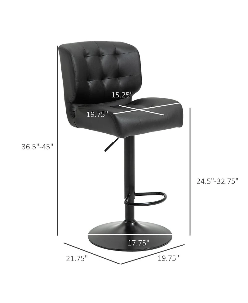 Adjustable Bar Stools Set of 2 with Swivel Seat Tufted Cushions and Metal Footrest for Home Bar Kitchen Island or Counter Height Seating-The Pop Home