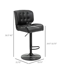 Adjustable Bar Stools Set of 2 with Swivel Seat Tufted Cushions and Metal Footrest for Home Bar Kitchen Island or Counter Height Seating-The Pop Home