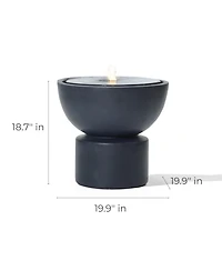 LuxenHome Dark Gray Resin Round Bubbler 18.7" Tall Outdoor Fountain with Lights