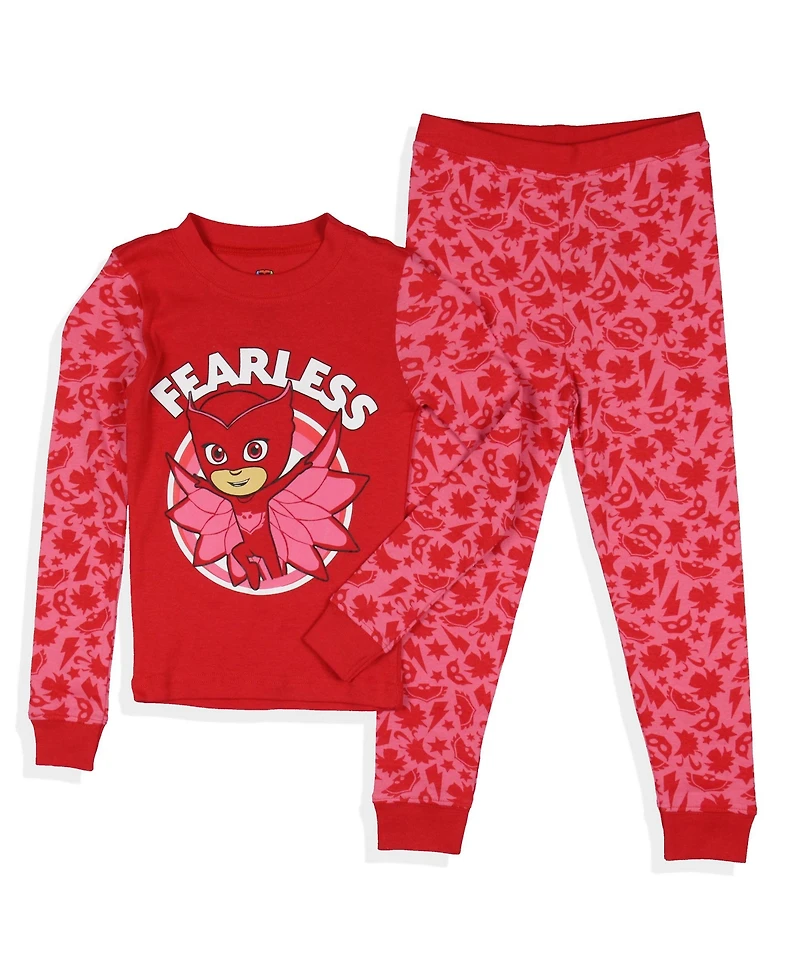 Pj Masks Toddler Girls Owlette Fearless 2 Piece Long Sleeve Tight Fit Pajama Set