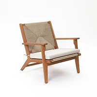 LuxenHome Outdoor Acacia Wood Deck Chair with Seat Cushion