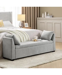 Bruno Modern Storage Bench with Rubber Wood Legs