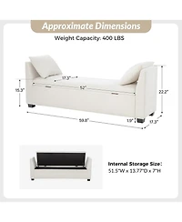 Bruno Modern Storage Bench with Rubber Wood Legs