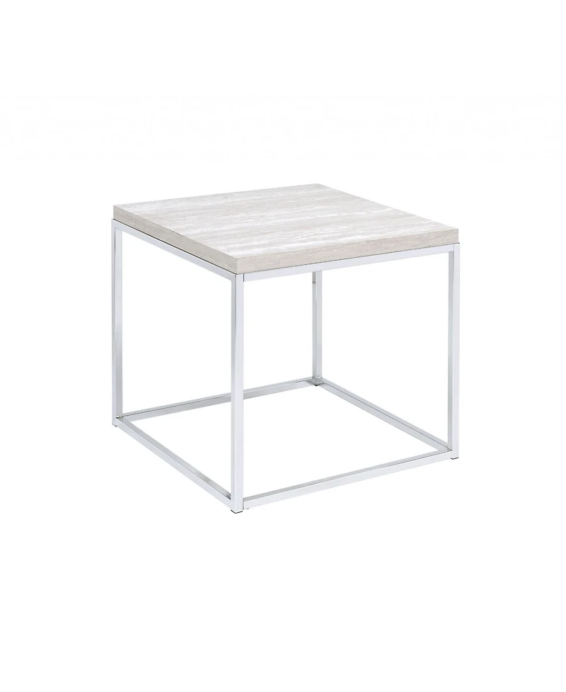 Industrial Square End Table with Wood Top and Metal Frame