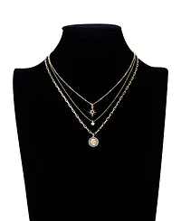 Unwritten Cubic Zirconia and Crystal Celestial Evil Eye and Moon Layered Necklace Set