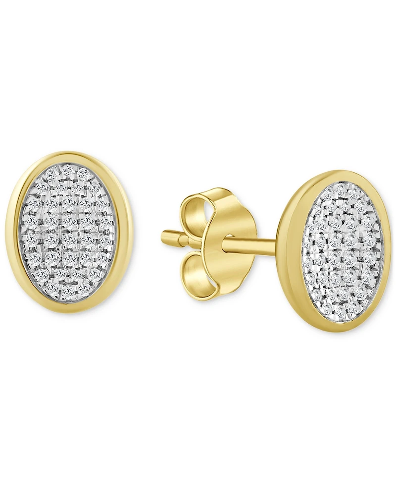 Diamond Oval Bezel Cluster Stud Earrings (1/5 ct. t.w.) in 14k Gold