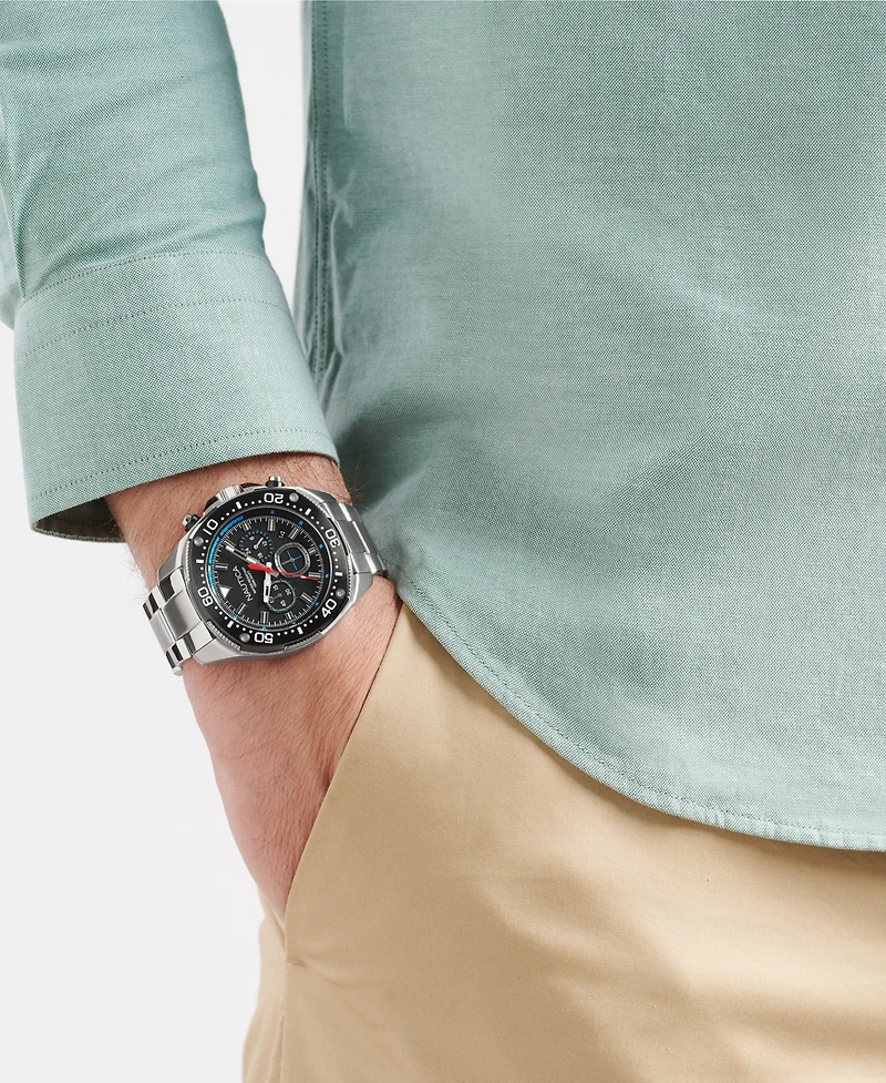 Nautica Men's Chronograph Silver-Tone Stainless Steel Watch