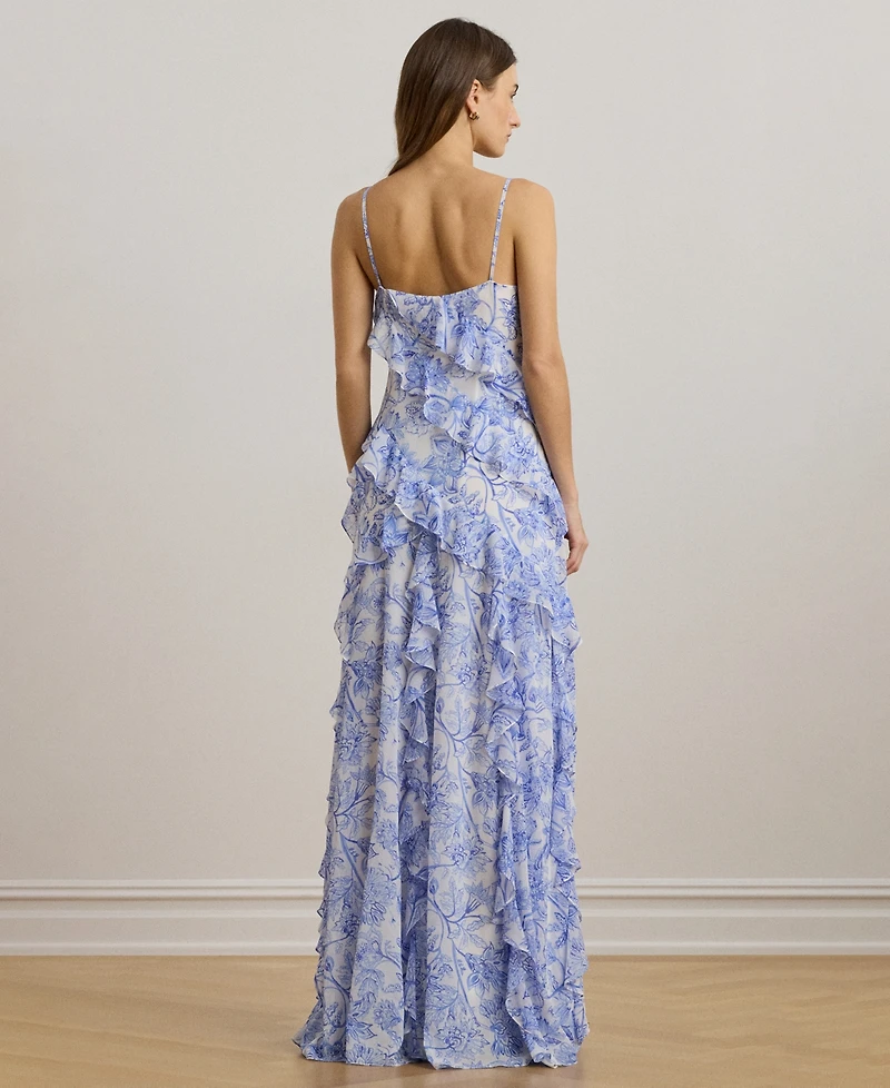 Lauren Ralph Lauren Women's Floral Ruffle-Trim Georgette Gown