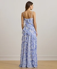 Lauren Ralph Lauren Women's Floral Ruffle-Trim Georgette Gown