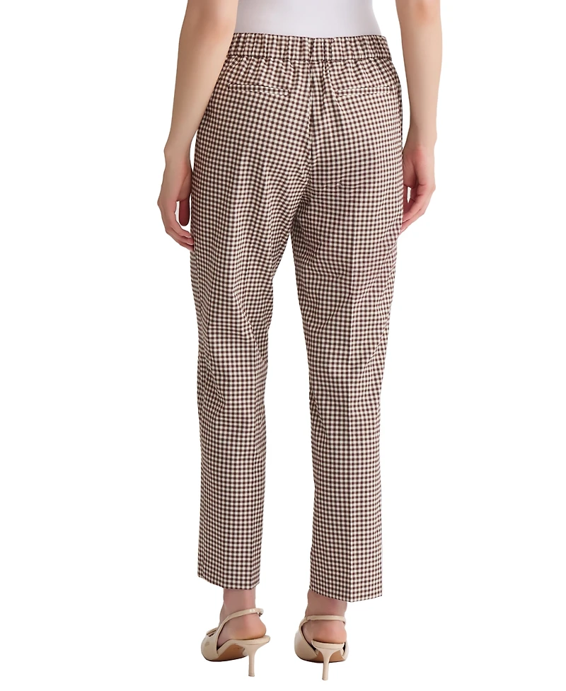 Jones New York Women's Check Print High-Rise Ankle Pants