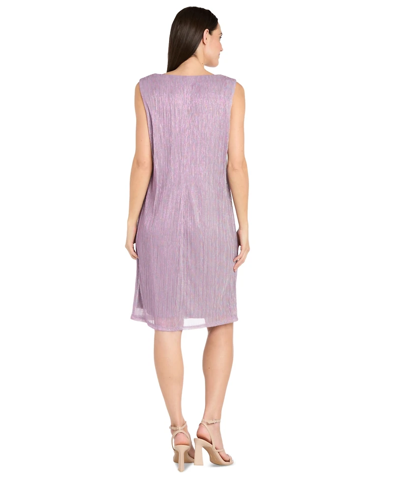 R & M Richards Women's Metallic Crinkle 2-Pc. Dress