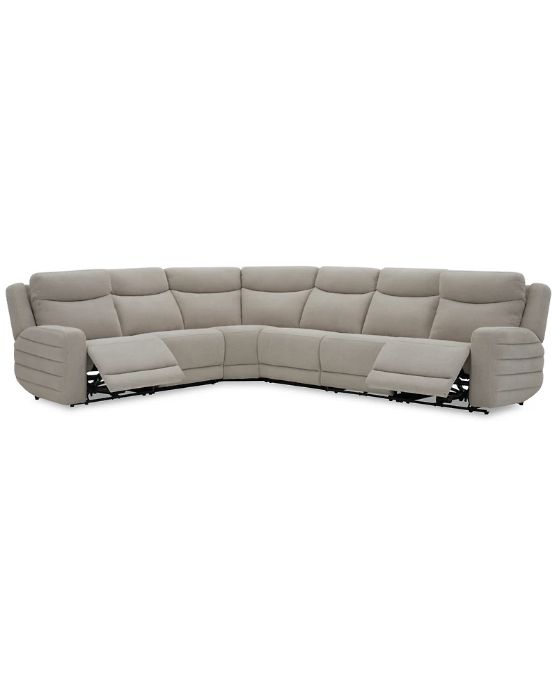 Kristyan 6-Pc. Fabric Sectional with 3 Power Motion Chairs, Exclusively at Macy's