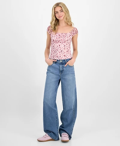Celebrity Pink Juniors' High Rise Baggy Wide-Leg Curvy Jeans