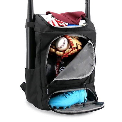 J World Athlete Backpack with Shoe Compartment Bat Holders and Night Visibility