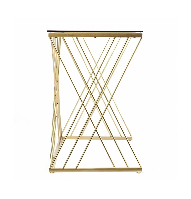 40" Clear and Gold Glass Writing Desk