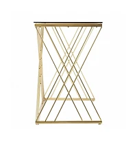 40" Clear and Gold Glass Writing Desk