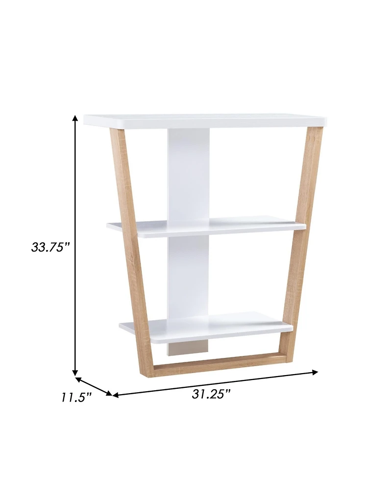 Modern Console Table with 3 Shelves & Slanted Legs for Stylish Storage For Living Room