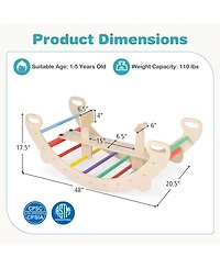 4-in-1 Multifunctional Wooden Climbing Toys with Rocker and Crawling Tunnel