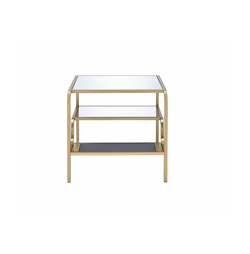Contemporary Glass End Table with Dual Shelves for Organization