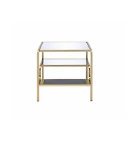 Contemporary Glass End Table with Dual Shelves for Organization