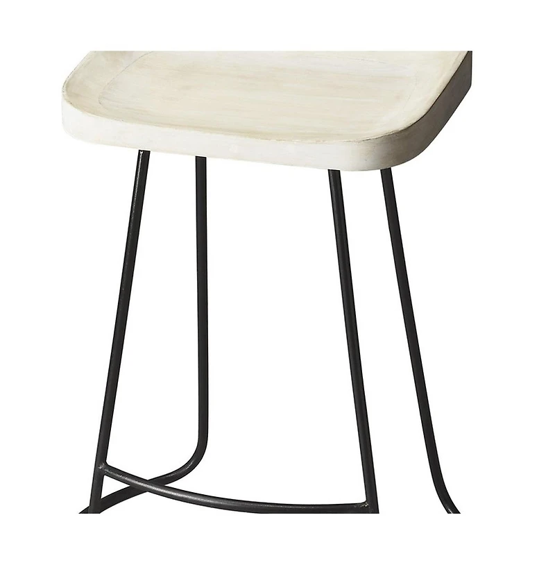 Wood and Iron Backless Counter Height Bar Chair