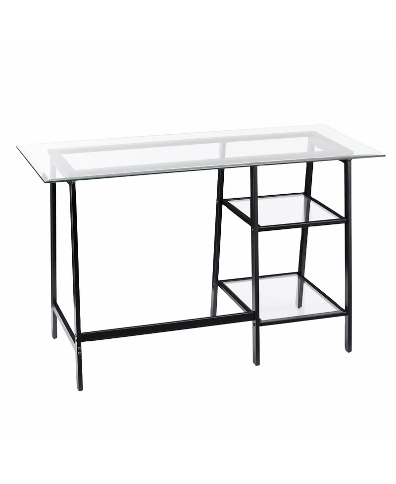 46" Clear and Black Glass Writing Desk