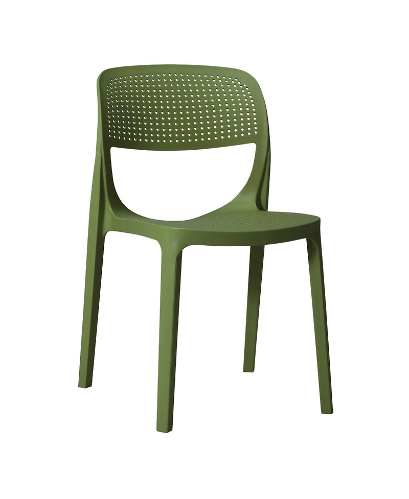 Modern Stackable Plastic Resin Patio Dining Side Chair (Set of 2)