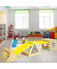 5 in 1 Kids Triangle Climber Play Gym Set with 2 Ramps