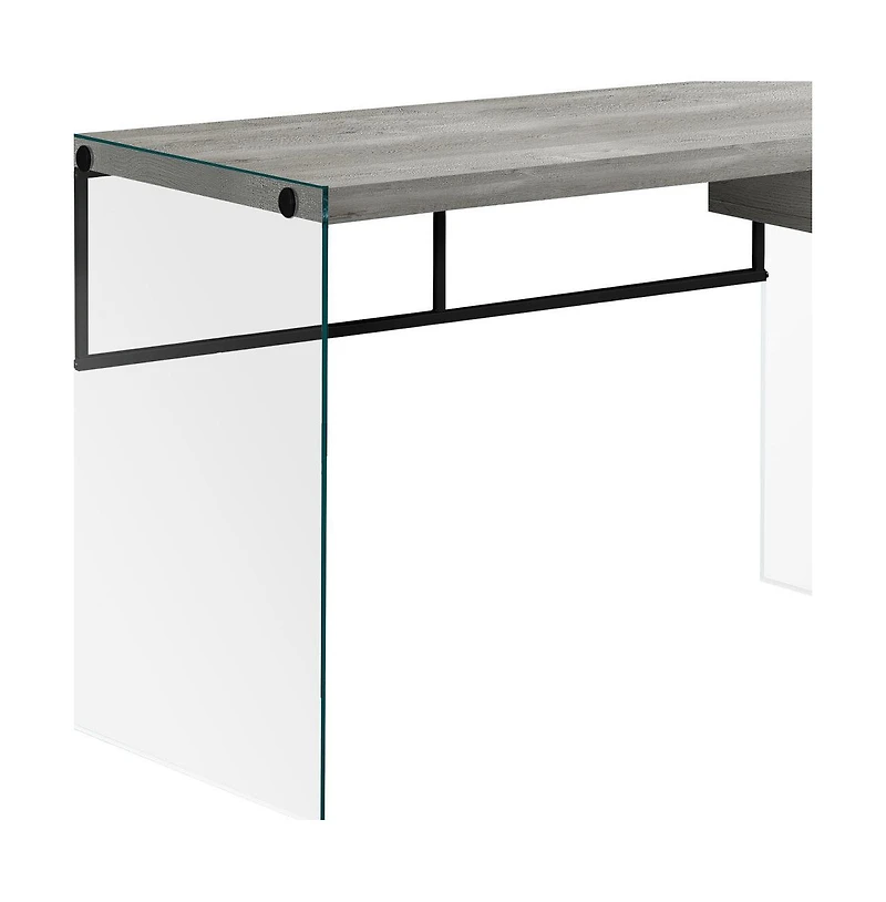 24" Grey and Clear Computer Desk