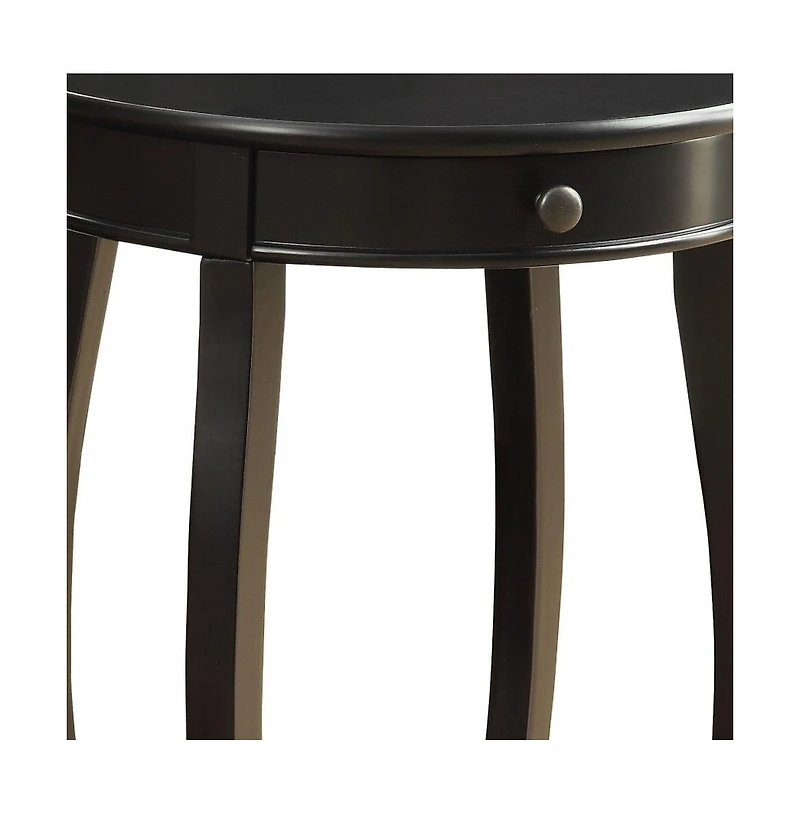 Functional Solid Wood Round End Table with Drawer and Shelf for Storage