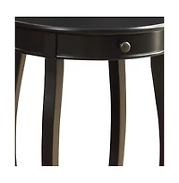 Functional Solid Wood Round End Table with Drawer and Shelf for Storage