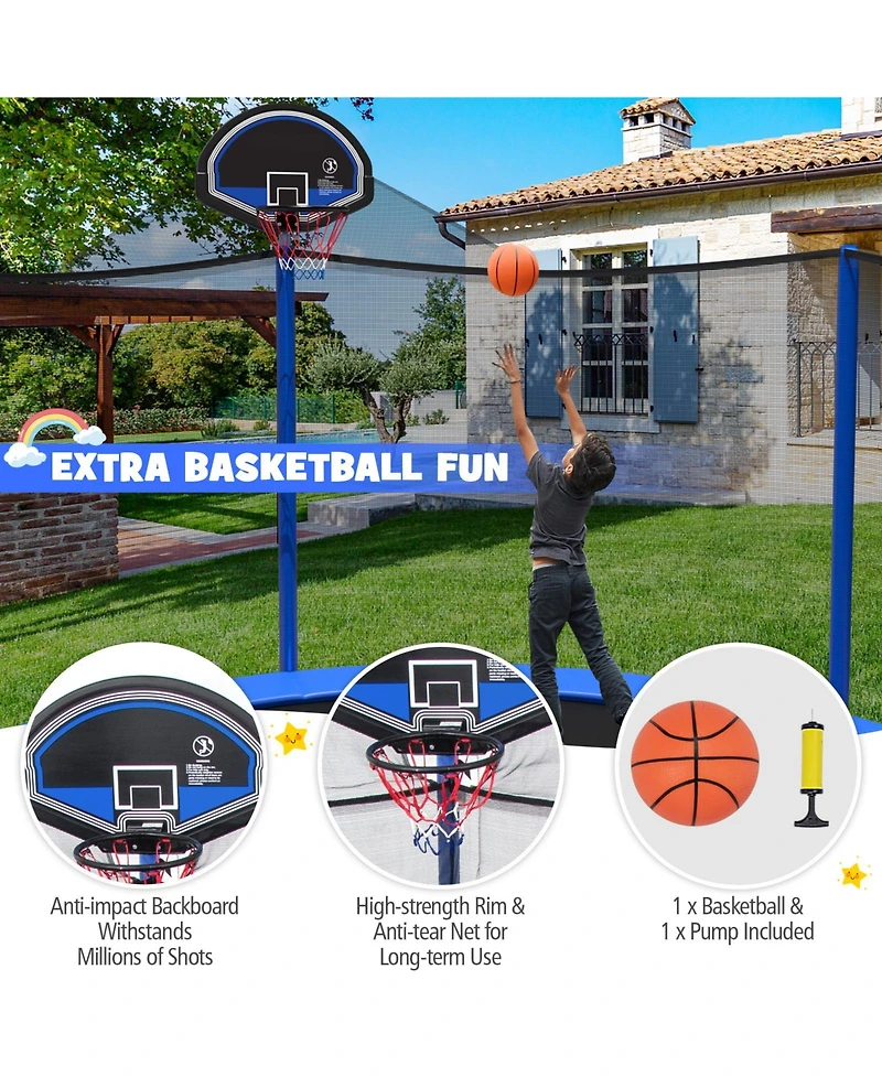 12 Feet Outdoor Recreational Trampoline with Enclosure Net
