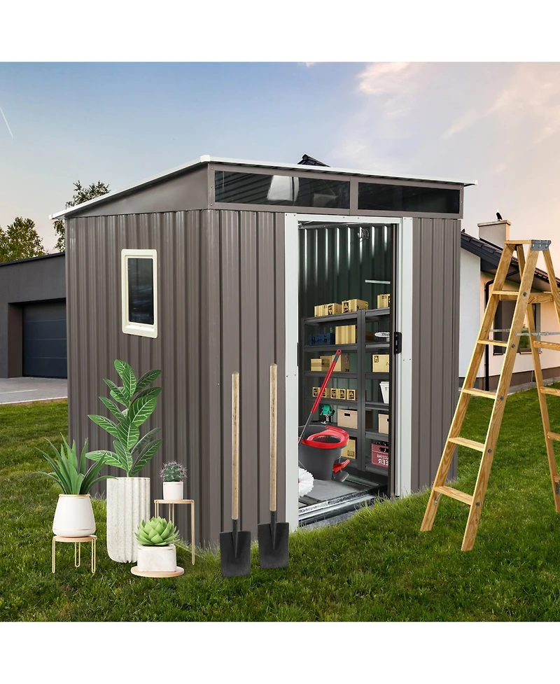 6 ft. x 5 ft. Metal Shed with Window Transparent Plate and Double Door