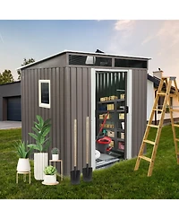 6 ft. x 5 ft. Metal Shed with Window Transparent Plate and Double Door