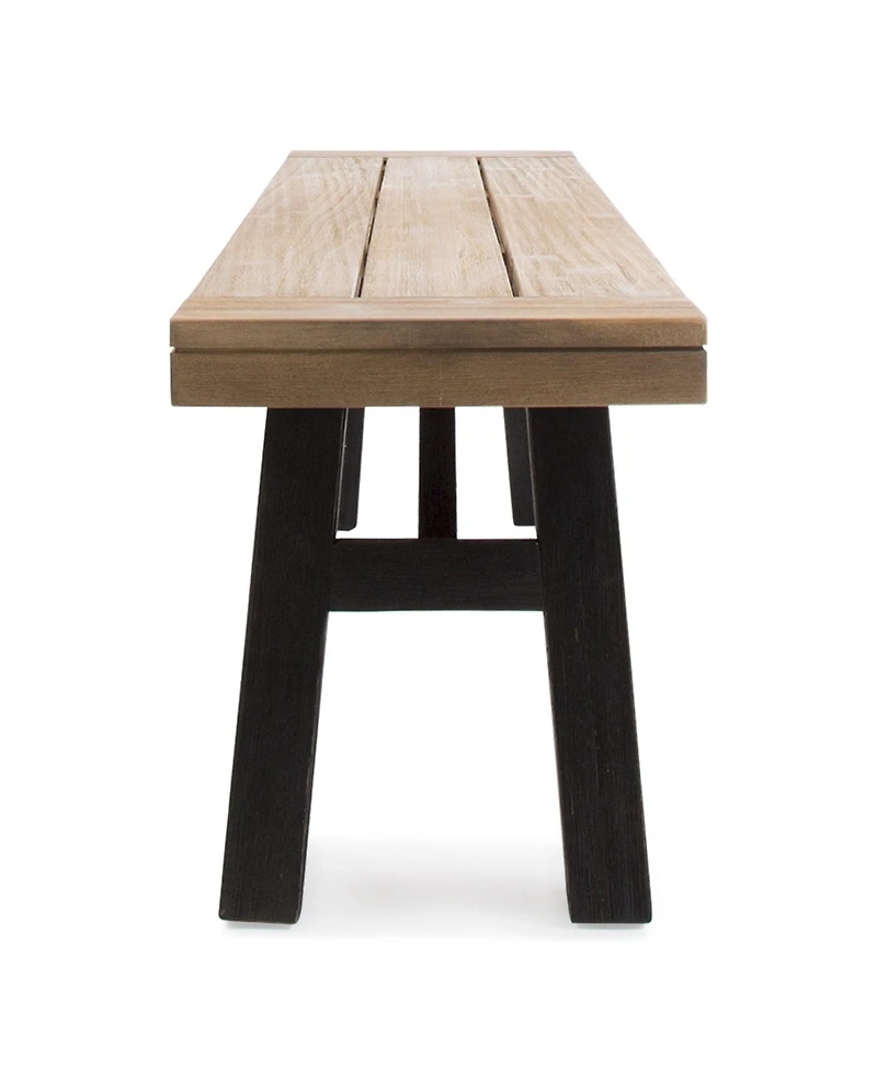 Gray Acacia Wood Outdoor Bench Weather Resistant Hardwood