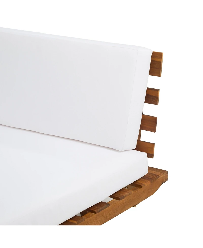 Reginald Sandblast Wood Outdoor Right Sided Sofa with White Cushion