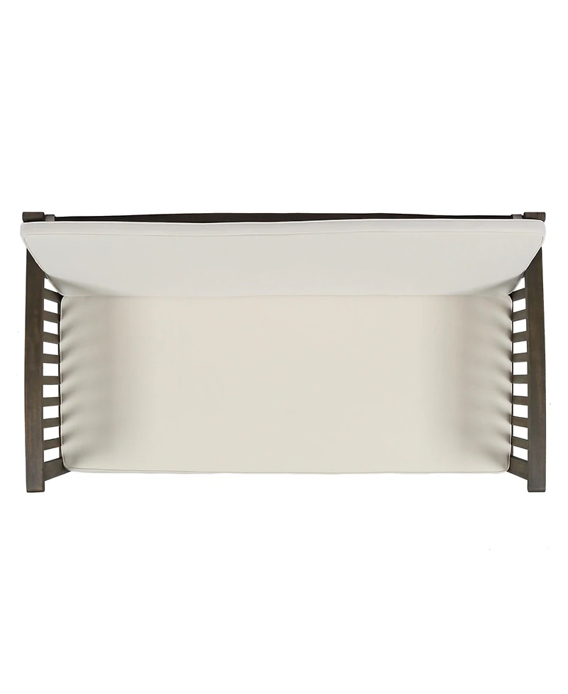 1-Piece Outdoor Acacia Wood Loveseat with Cream Cushions