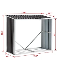 6 ft. W x 3 ft. D Steel Log Storage Shed, Firewood Rack, for Backyard Garden Patio Porch